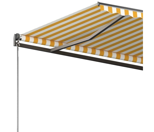 Toldo de pie automático amarillo y blanco 300x250 cm