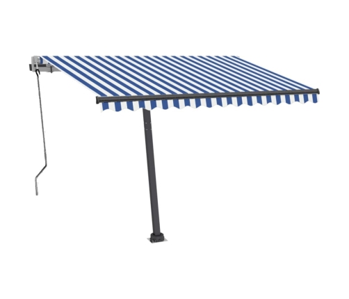 Toldo automático LED sensor de viento azul y blanco 300x250 cm