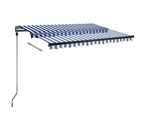 Toldo automático LED sensor de viento azul y blanco 300x250 cm