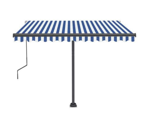 Toldo automático LED sensor de viento azul y blanco 300x250 cm