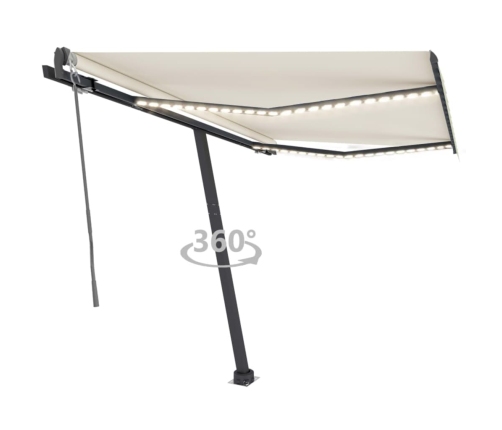 Toldo automático con LED sensor de viento color crema 300x250cm