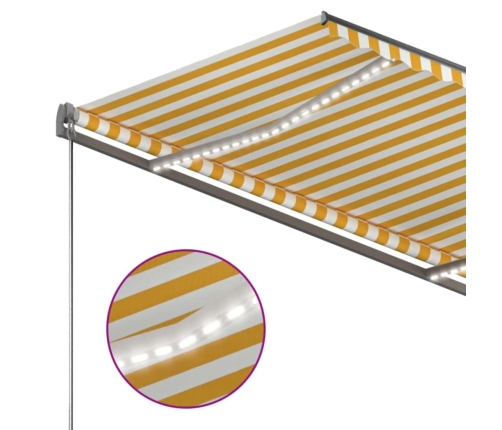 Toldo automático LED sensor de viento amarillo blanco 300x250cm