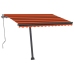 Toldo automático LED sensor de viento naranja marrón 300x250 cm