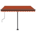 Toldo automático LED sensor de viento naranja marrón 300x250 cm