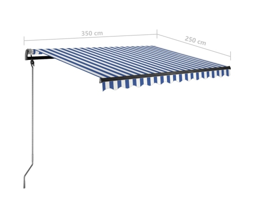 Toldo de pie retráctil manual azul y marrón 350x250 cm