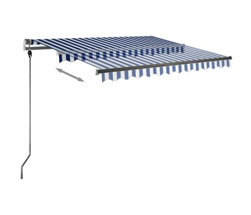 Toldo de pie retráctil manual azul y marrón 350x250 cm