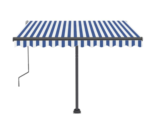 Toldo de pie retráctil manual azul y marrón 350x250 cm