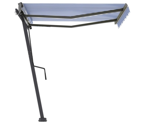 Toldo de pie retráctil manual azul y marrón 350x250 cm