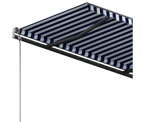 Toldo de pie retráctil manual azul y marrón 350x250 cm