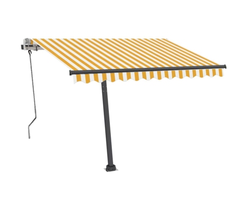 Toldo de pie retráctil manual amarillo y blanco 350x250 cm