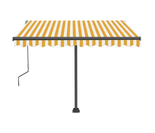 Toldo de pie retráctil manual amarillo y blanco 350x250 cm