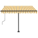 Toldo de pie retráctil manual amarillo y blanco 350x250 cm