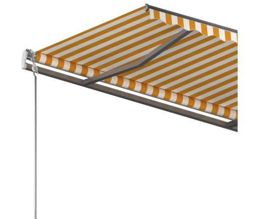 Toldo de pie retráctil manual amarillo y blanco 350x250 cm