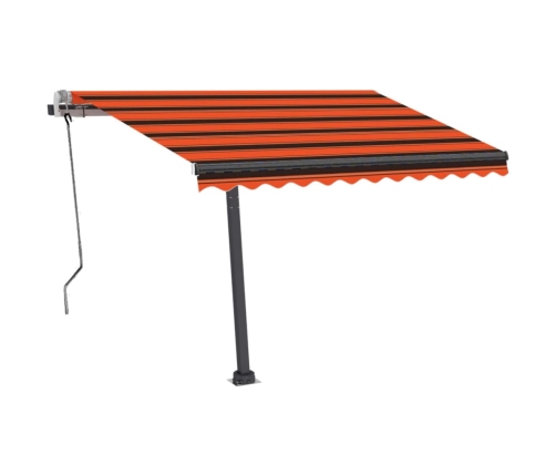 Toldo de pie retráctil manual naranja y marrón 350x250 cm