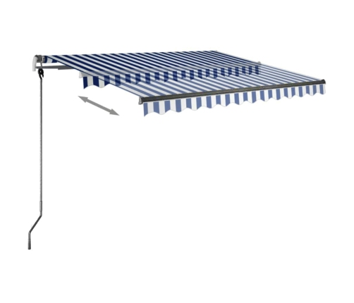 Toldo manual retráctil con LED azul y blanco 350x250 cm