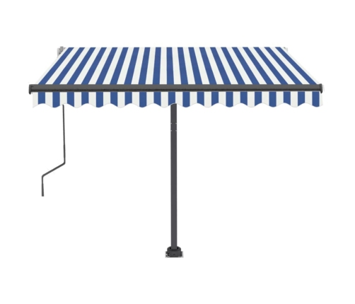 Toldo manual retráctil con LED azul y blanco 350x250 cm