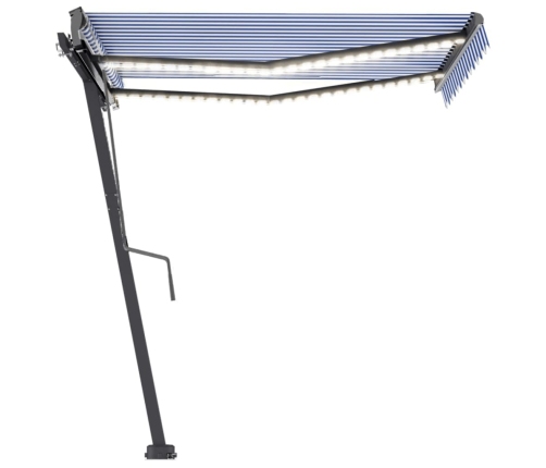 Toldo manual retráctil con LED azul y blanco 350x250 cm