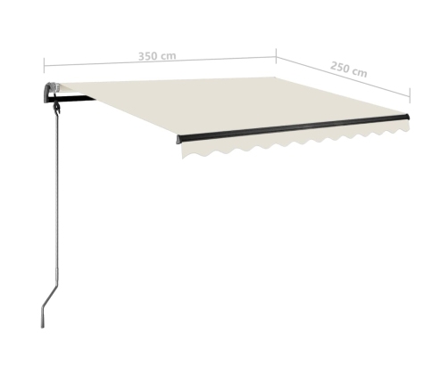 Toldo retráctil manual con LED color crema 350x250 cm