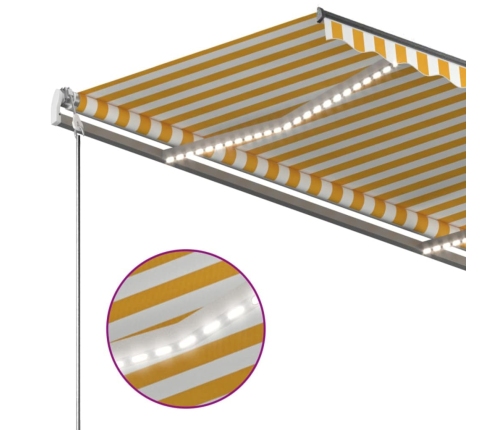 Toldo manual retráctil con LED amarillo y blanco 350x250 cm