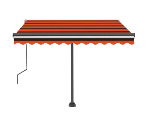 Toldo retráctil manual con LED naranja y marrón 350x250 cm