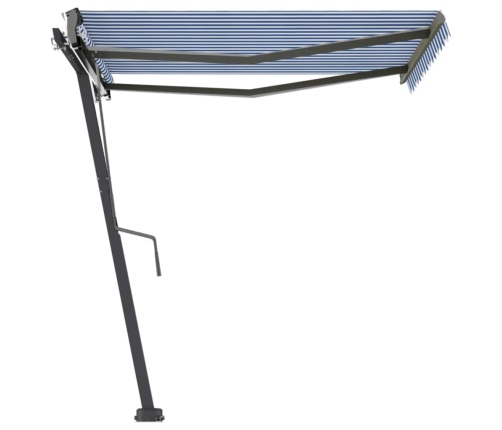 Toldo de pie automático azul y blanco 350x250 cm