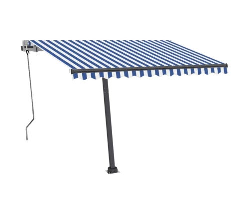 Toldo de pie automático azul y blanco 350x250 cm