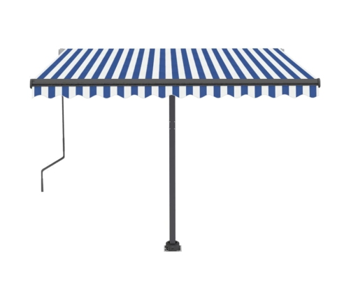 Toldo de pie automático azul y blanco 350x250 cm