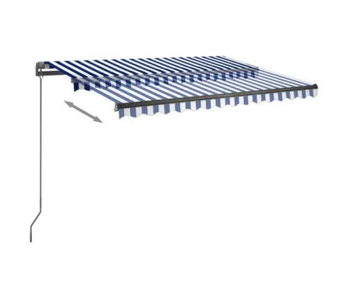 Toldo de pie automático azul y blanco 350x250 cm