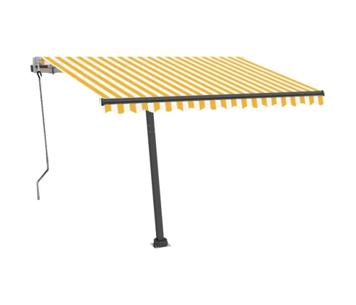 Toldo de pie automático amarillo y blanco 350x250 cm