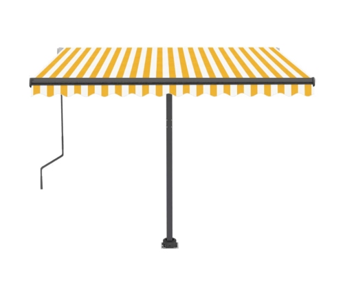 Toldo de pie automático amarillo y blanco 350x250 cm