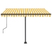 Toldo de pie automático amarillo y blanco 350x250 cm