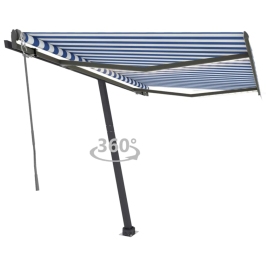 Toldo automático LED sensor de viento azul y blanco 350x250 cm