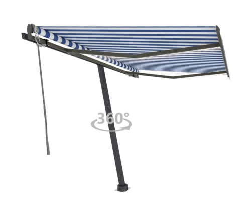 Toldo automático LED sensor de viento azul y blanco 350x250 cm