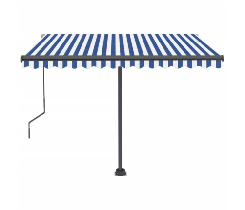 Toldo automático LED sensor de viento azul y blanco 350x250 cm