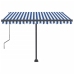 Toldo automático LED sensor de viento azul y blanco 350x250 cm