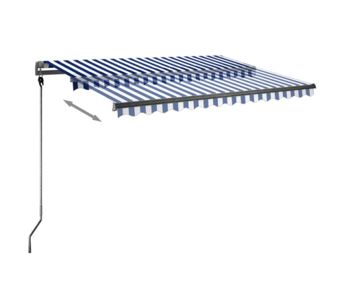 Toldo automático LED sensor de viento azul y blanco 350x250 cm