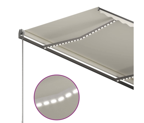 Toldo automático con LED y sensor de viento crema 350x250 cm