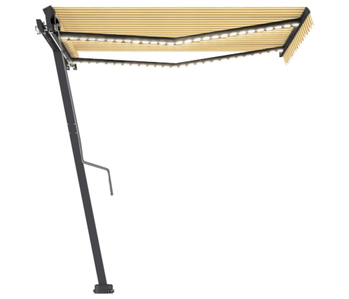 Toldo automático LED sensor de viento amarillo blanco 350x250cm