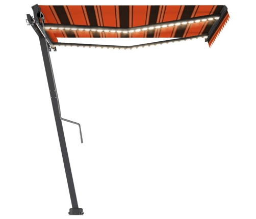 Toldo automático LED sensor de viento naranja marrón 350x250 cm