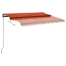 Toldo automático LED sensor de viento naranja marrón 350x250 cm