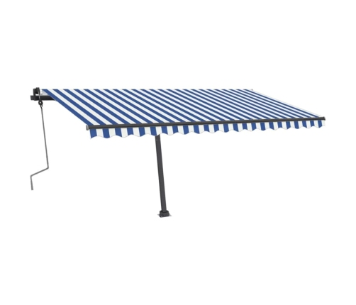 Toldo de pie retráctil manual azul y blanco 400x300 cm