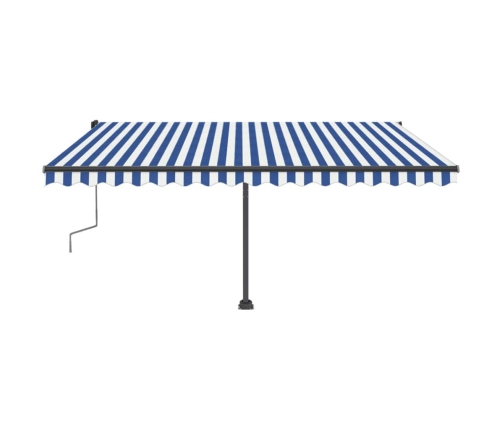 Toldo de pie retráctil manual azul y blanco 400x300 cm