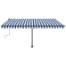 Toldo de pie retráctil manual azul y blanco 400x300 cm