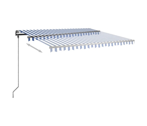 Toldo de pie retráctil manual azul y blanco 400x300 cm