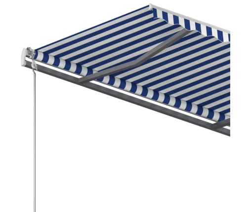 Toldo de pie retráctil manual azul y blanco 400x300 cm