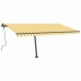 Toldo de pie retráctil manual amarillo y blanco 400x300 cm