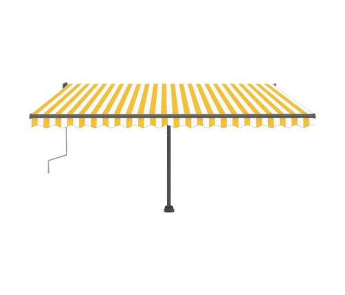 Toldo de pie retráctil manual amarillo y blanco 400x300 cm