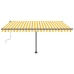 Toldo de pie retráctil manual amarillo y blanco 400x300 cm