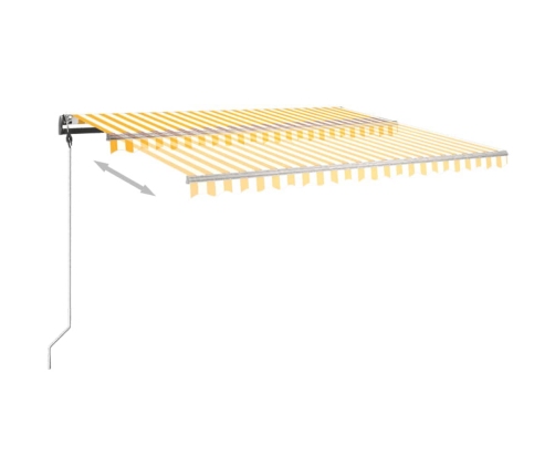 Toldo de pie retráctil manual amarillo y blanco 400x300 cm