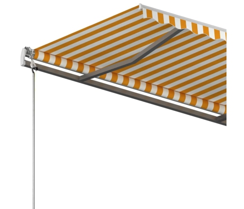 Toldo de pie retráctil manual amarillo y blanco 400x300 cm